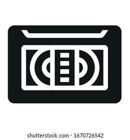 Retro cassette black icon on white background