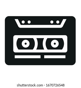 Retro cassette black icon on white background
