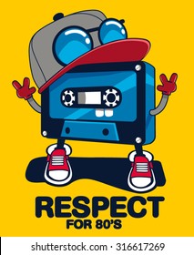 retro cassette character design