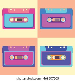 Retro cassette in flat style. Vector illustration.