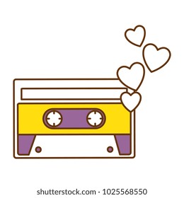 retro cassette with hearts sticker icon