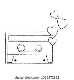 retro cassette with hearts sticker icon
