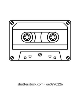 Retro cassette icon black line simple isolated
