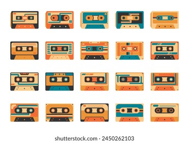 Retro Cassette Illustration Element Set