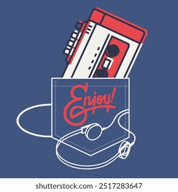 Retro Cassette Music Graphic Illustration Vector Art T-shirt Design