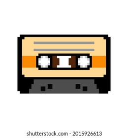 Retro cassette pixel art for tape recorder. Boombox cassette 8 bit