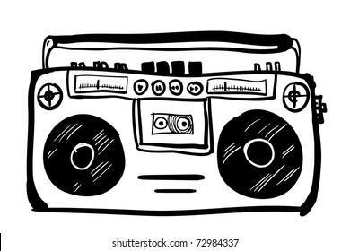 retro cassette player cartoon