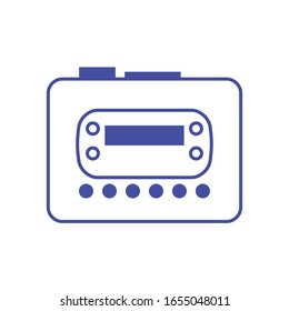 Retro cassette player line style icon design, Music sound melody song musical art and composition theme Vector illustration