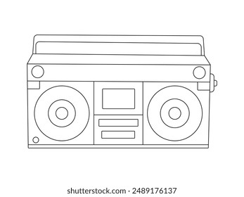 Retro Cassette Radio Outline icon vector. Radio Outline isolated white background. Vector Illustration