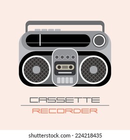 Retro Cassette Recorder isolated vector icon.