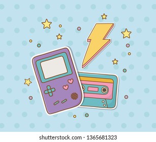 retro cassette stickers kawaii style