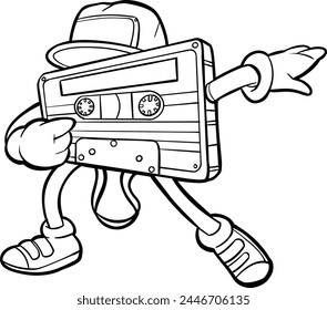 Retro Cassette Tape Cartoon Character Dabbing dance