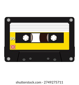 Retro Cassette Tape in flat style on white whit background