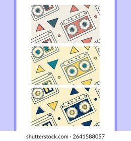 Retro Cassette Tape and Geometric Pattern Collection
