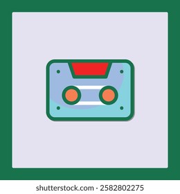 Retro Cassette Tape Icon Minimalist Design