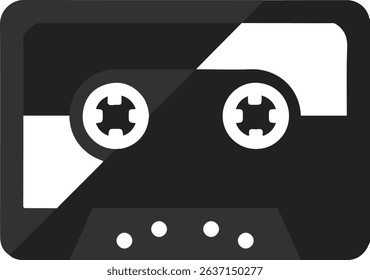 Retro Cassette Tape Icon in Simple Black and White Design