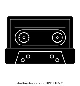 Retro cassette tape for playing music vector