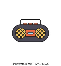 Retro cassette tape recorder vector icon symbol isolated on white background