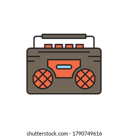 Retro-Kassettenrekorder, Vektorsymbol einzeln auf weißem Hintergrund