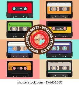 Retro cassette tapes detailed vector vol.2