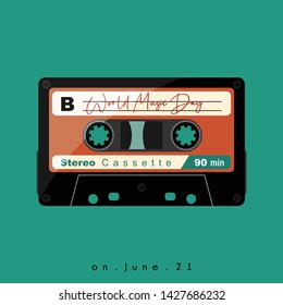 Retro Cassette vector design with text world music day