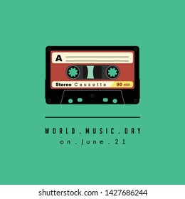 Retro Cassette vector design with text world music day