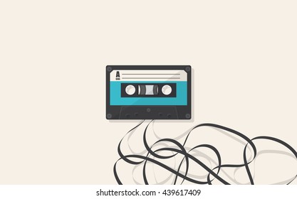 Retro Cassette Vector Flat illustration.