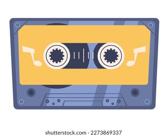 Retro cassette vintage tape disco audio music concept. Vector graphic design element illustration
