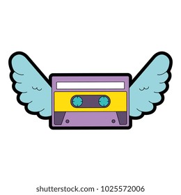 retro cassette with wings sticker icon