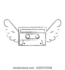 retro cassette with wings sticker icon
