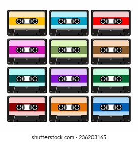 Retro cassettes in different colors