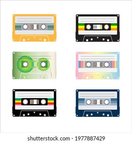 Retro Cassettes Icon group design, Music vintage tape and audio theme, Vector illustration.