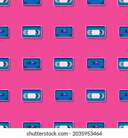 Retro cassettes seamless pattern. Vector illustration.