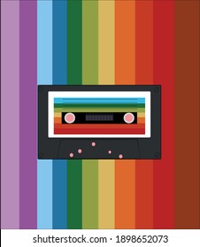 Retro cassettes vector illustration, 70s. Vector design. Colorfull