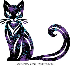 retro cat cartoon vector isolated on a white background	
