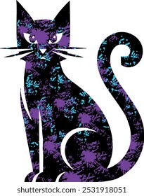 retro cat cartoon vector isolated on a white background	