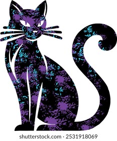 retro cat cartoon vector isolated on a white background	