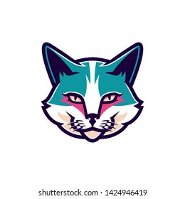 Retro Cat Head Mascot Logo