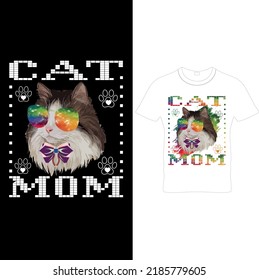  Retro Cat Mom Shirt, Retro Cat Mama Shirt, Cat Mom Tshirt,Gift For Cat Mom, Mom life Shirt, Printable Sublimation Design.. 
