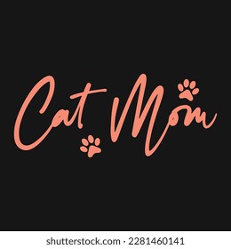  Retro Cat Mom Typography Vector T-shirt Design