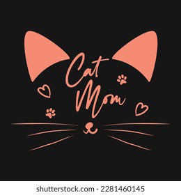  Retro Cat Mom Typography Vector T-shirt Design