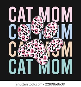 Retro Cat Mom Vector T-shirt Design