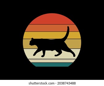 Retro Cat Silhouette Illustration Graphic. Perfect for printing or T-shirt