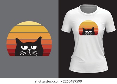 Retro cat t shirt design for women