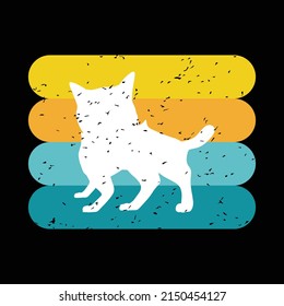 Retro Cat T-shirt Design for Print.