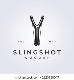 retro catapult or slingshot vector logo illustration design,