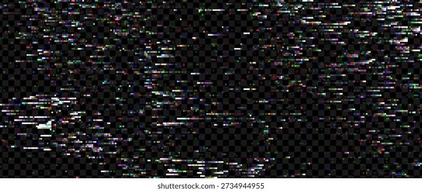 Retro CCTV or VHS Video Glitch Noise Abstract Grunge Background. CRT Scanlines Vibration Glitch. Video Damage Overlay Texture. Nostalgic Vintage 80s 90s Surveillance or TV Tech Vector Illustration.