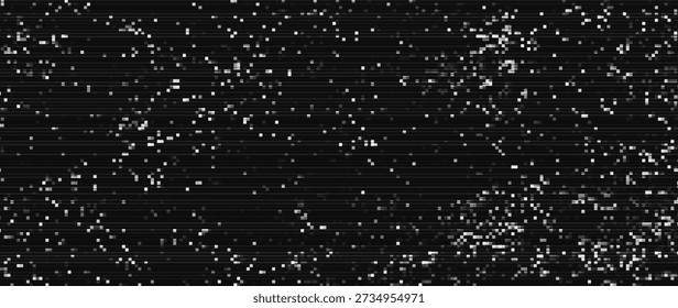 Retro CCTV or VHS Video Glitch Noise Abstract Grunge Background. CRT Scanlines Vibration Glitch. Video Damage Overlay Texture. Nostalgic Vintage 80s 90s Surveillance or TV Tech Vector Illustration.