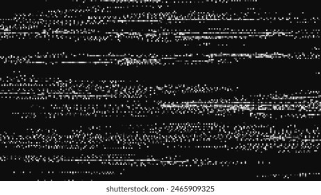 Retro CCTV or VHS Video White Noise Background. Scanlines Vibration Glitch. Video Damage Overlay Texture. Nostalgic Vintage 80s 90s Surveillance Technology Vector Illustration.