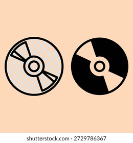 Retro-CDs und DVDs einzeln auf beigem Hintergrund, minimalistisches Flachdesign mit monochromem Farbschema, das Nostalgie und Technologie symbolisiert